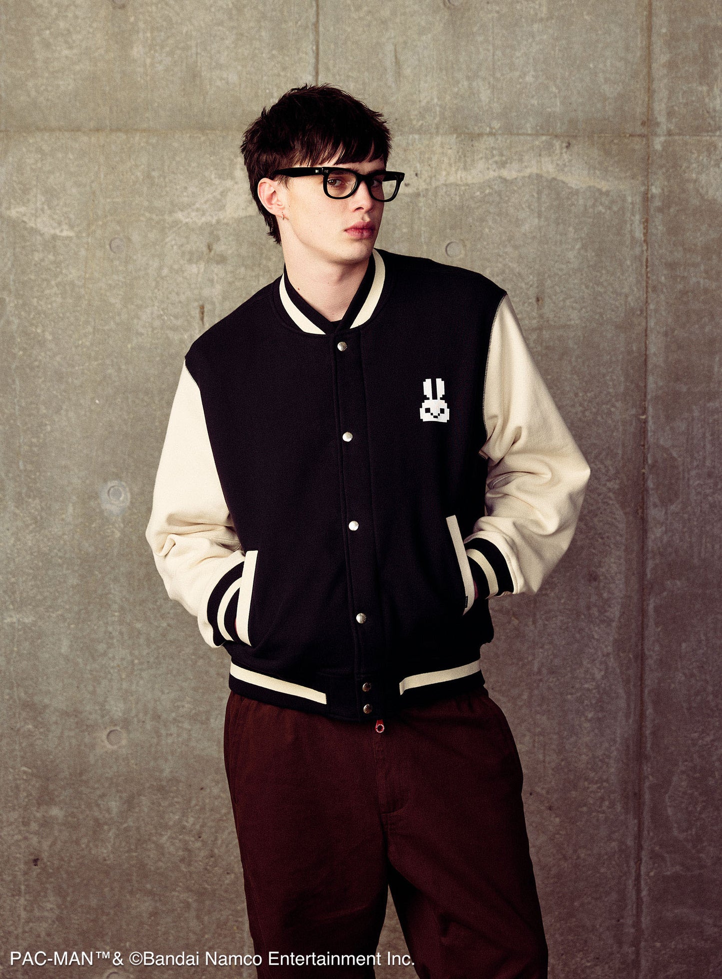 PAC-MAN COLLAB スウェットスタジャン 耳付きゴースト