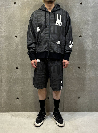 モノクロウサギスウェットジップパーカー