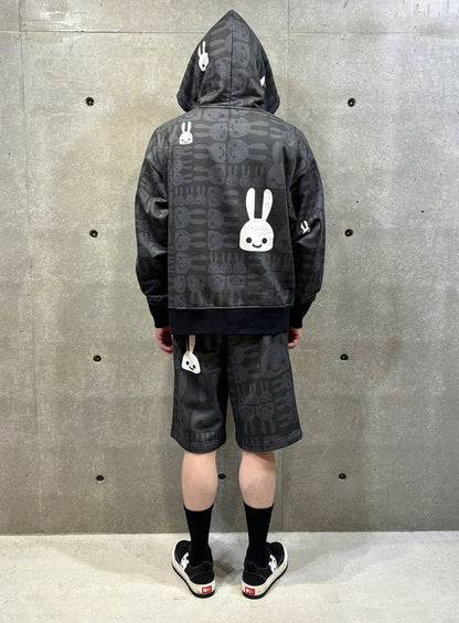 モノクロウサギスウェットジップパーカー