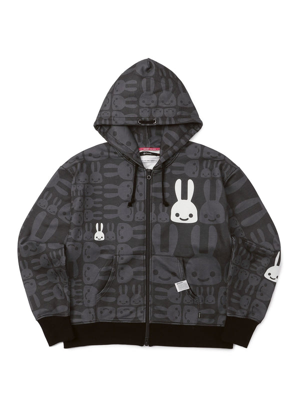 モノクロウサギスウェットジップパーカー