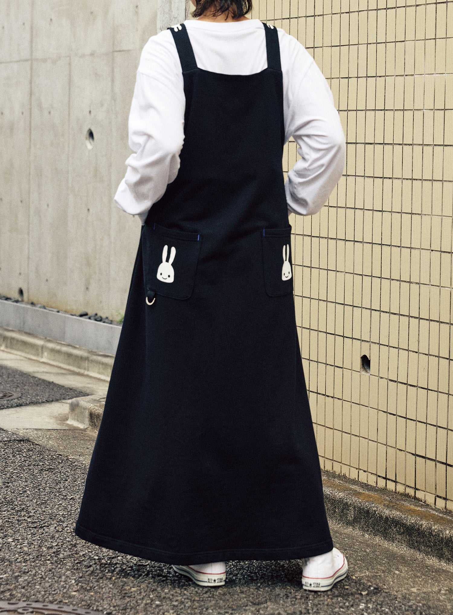 ミニ裏毛のサロペットワンピース