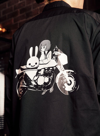 ロングスリーブワークシャツ バイクと女の子