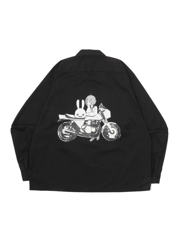 ロングスリーブワークシャツ バイクと女の子