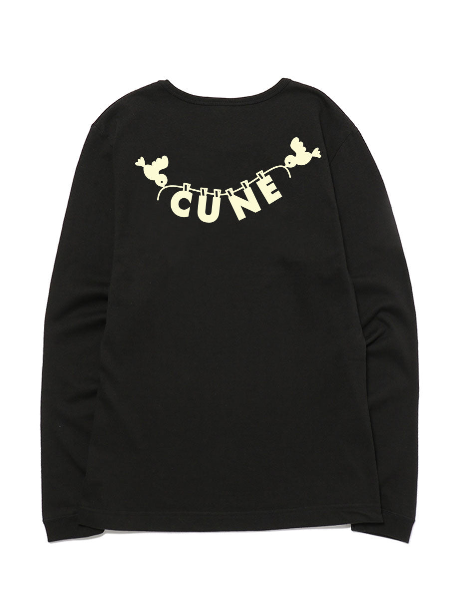 【希少】CUNE クソジジー うさぎ バックプリント 長袖 Tシャツ 黒 XL CUNE LS Tee 鳥とうさぎ