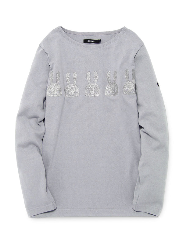 ボートネック カットソー　ウサギ