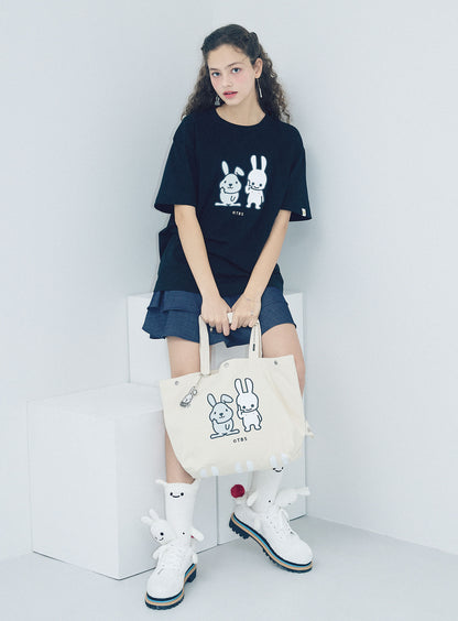 ラヴィット! COLLAB ベーシックコットントートバッグ ラッピーとうさちゃん