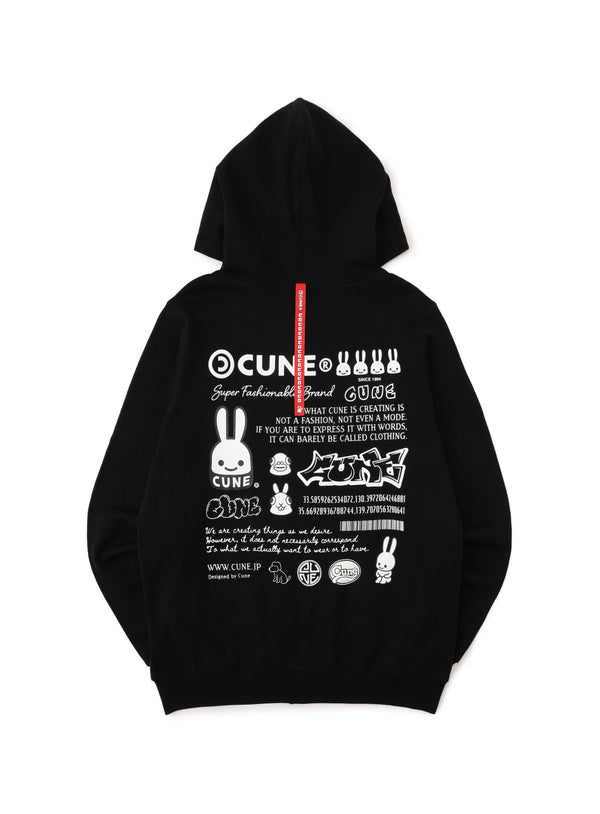 CUNE ZIP PARKA ロゴと文章