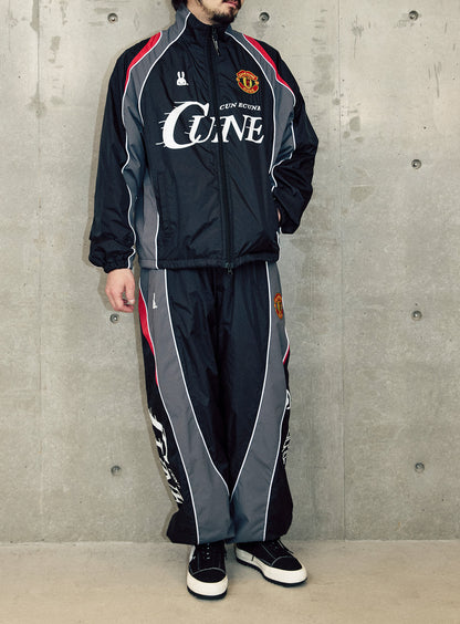 TEAM CUNE ナイロンワイドトラックパンツ BLACK