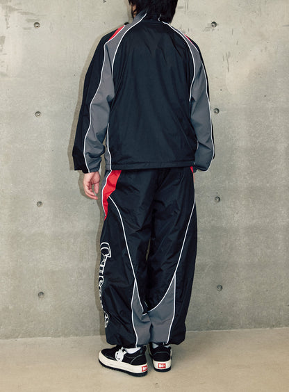 TEAM CUNE ナイロンワイドトラックパンツ BLACK